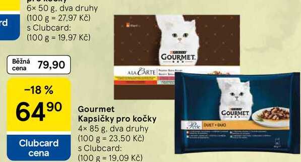 GOURMET Kapsičky pro kočky, 4× 85 g, dva druhy