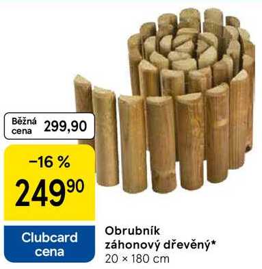 Obrubník záhonový dřevěný, 20 x 180 cm 