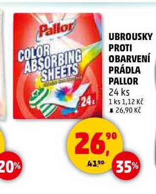 UBROUSKY PROTI OBARVENÍ PRÁDLA PALLOR, 24 ks