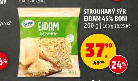 STROUHANÝ SÝR EIDAM 45% BONI, 200 g 