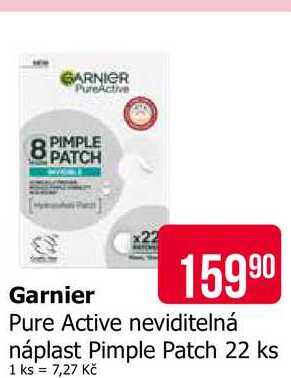 GARNIER Pure Active neviditelná náplast Pimple Patch 22 ks 