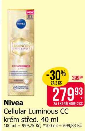 Nivea Cellular Luminous CC krém střed. 40 ml