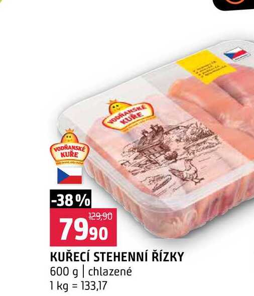 Vodňanské kuře Kuřecí stehenní řízky 600g