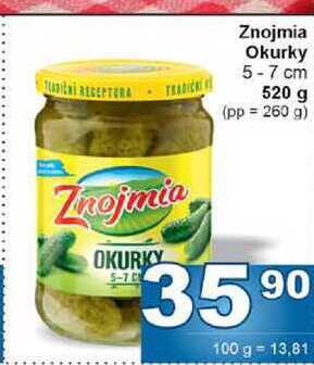 Znojmia Okurky 5-7 cm 520 g (pp = 260 g) 