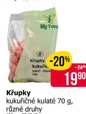 My Food Křupky kukuřičné kulaté 70 g, různé druhy 