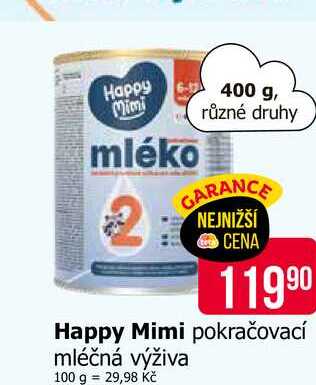 Happy Mimi mléko 400 g, různé druhy 