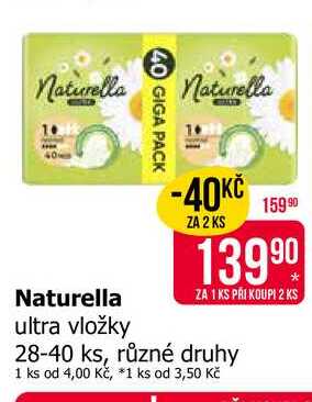 Naturella ultra vložky 28-40 ks, různé druhy 