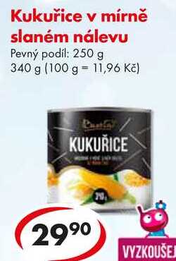 Kukuřice v mírně slaném nálevu, 340 g  