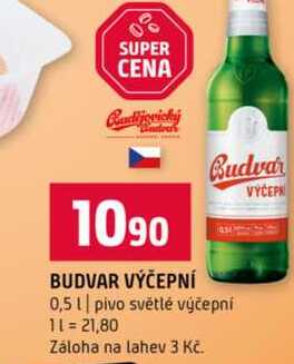 BUDVAR VÝČEPNÍ Budvar 0,5l pivo světlé výčepní 