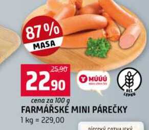 FARMÁŘSKÉ MINI PÁREČKY 100g