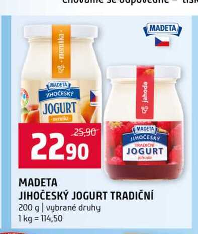MADETA JIHOČESKY JOGURT TRADIČNÍ 200 g vybrané druhy 