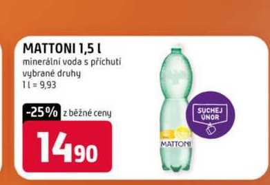 MATTONI 1,5l minerální voda s příchuti vybrané druhy