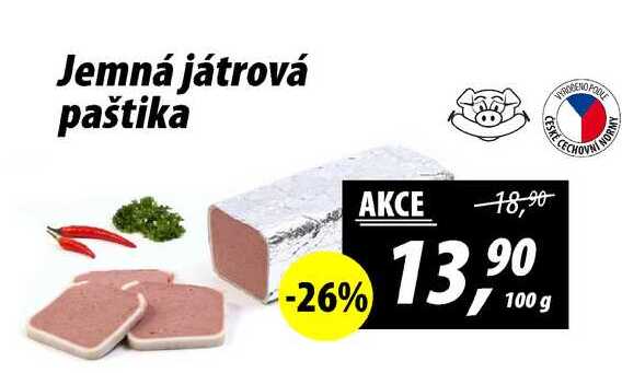 Jemná játrová paštika, 100 g