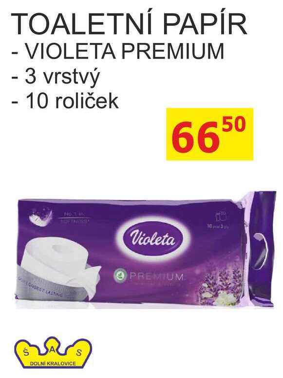 VIOLETA PREMIUM TOALETNÍ PAPÍR 3vrstvý, 10 roliček