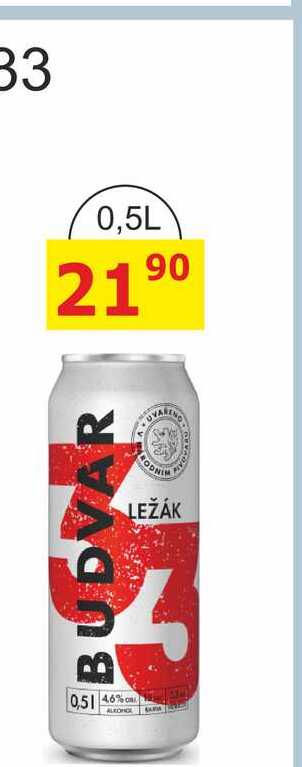 Budweiser Budvar Světlý ležák 0,5l plechovka