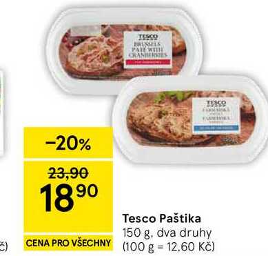 Tesco Paštika, 150 g, dva druhy