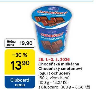 Choceňská mlékárna Choceňský smetanový jogurt ochucený, 150 g