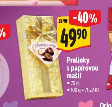 Pralinky s papírovou mašlí 70g