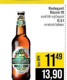 Radegast Rázná 10 světlé výčepní 0.5l