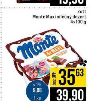Zott Monte Maxi mléčný dezert 4x100 g