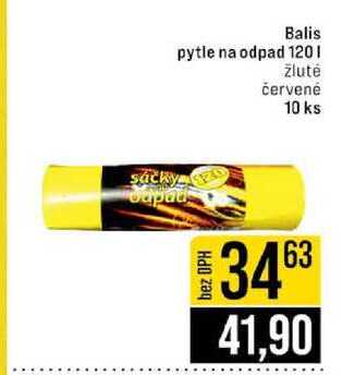 Balis pytle na odpad 120l žluté červené 10 ks 