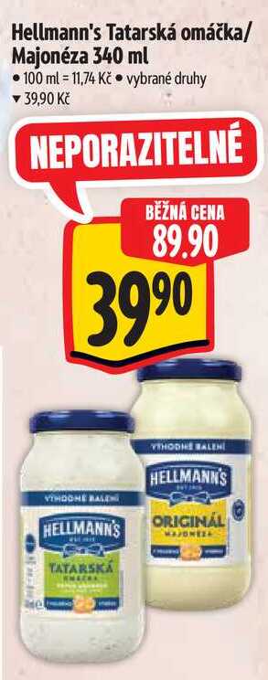 Hellmann's Tatarská omáčka/Majonéza, 340 ml 