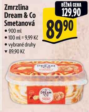 Zmrzlina Dream & Co Smetanová, 900 ml 