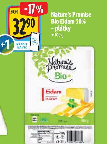   Nature's Promise Bio Eidam 30% - plátky 100 g 