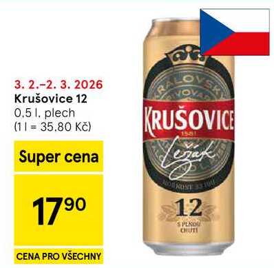 Krušovice 12, 0.5 l v akci
