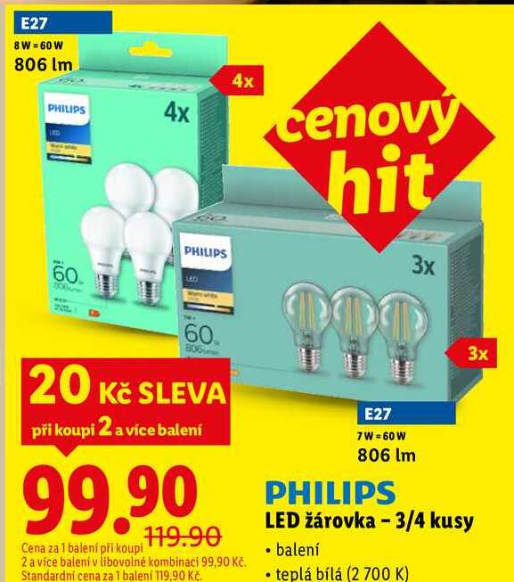 LED žárovka -3/4 kusy