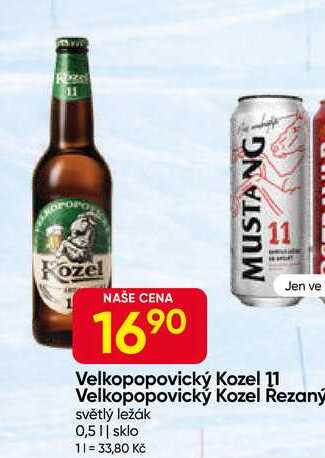 Velkopopovický Kozel 11° medium, světlý ležák 0.5l v akci