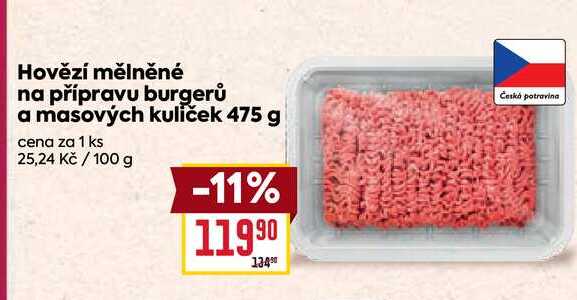 Hovězí mělněné na přípravu burgerů a masových kuliček 475 g