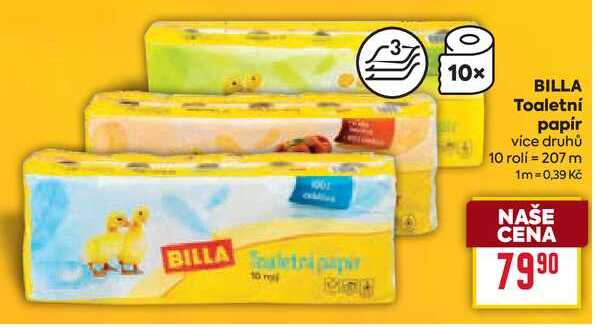 BILLA Toaletní papír 10 rolí