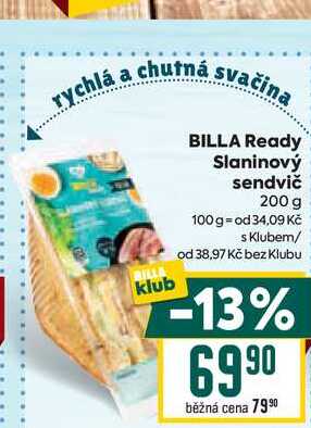 BILLA Ready Slaninový sendvič 200 g