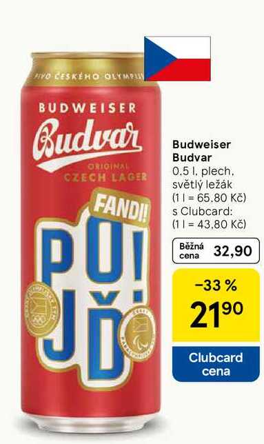 Budweiser Budvar, 0.5 l, plech  v akci