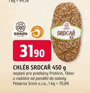 CHLÉB SRDCAŘ 450 g