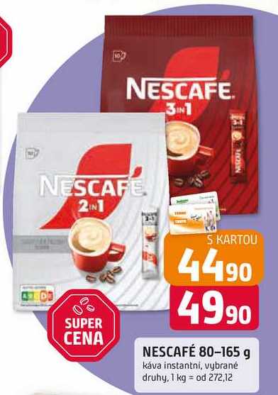 NESCAFÉ 80-165 g káva instantní, vybrané druhy