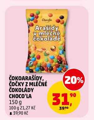 ČOKOARAŠÍDY, ČOČKY Z MLÉČNÉ ČOKOLÁDY CHOCO'LA, 150 g 