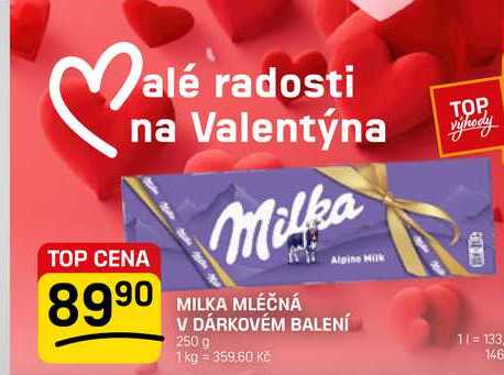 MILKA MLÉČNÁ V DÁRKOVÉM BALENÍ 250 g