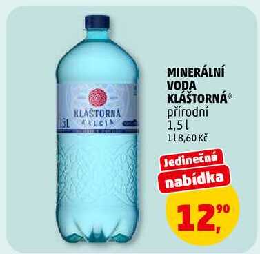 MINERÁLNÍ VODA KLÁŠTORNÁ, 1,5 l