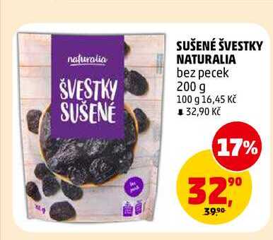 SUŠENÉ ŠVESTKY NATURALIA bez pecek, 200 g