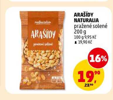 ARAŠÍDY NATURALIA pražené solené, 200 g