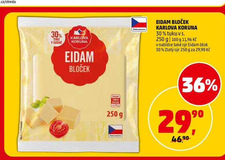 EIDAM BLOČEK KARLOVA KORUNA, 250 g 