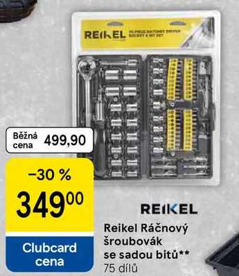 Reikel Ráčnový šroubovák se sadou bitů, 75 dílů 
