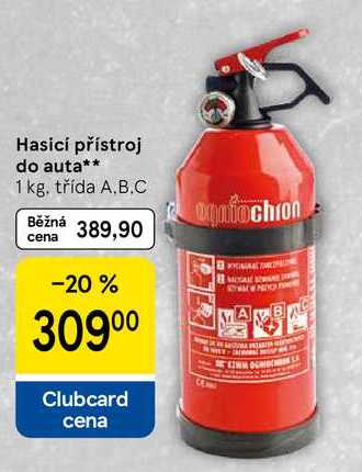 Hasicí přístroj do auta, 1 kg. třída A,B,C 