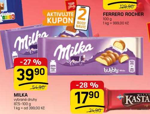 MILKA vybrané druhy 87.5-100 g 