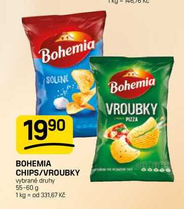 BOHEMIA CHIPS/VROUBKY vybrané druhy 55-60 g 