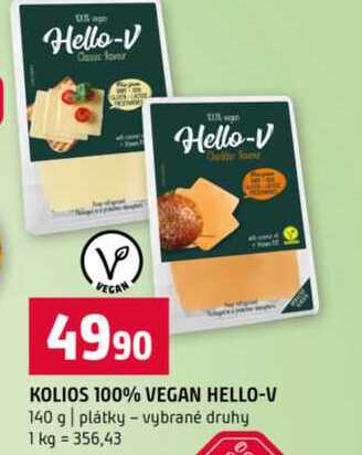 KOLIOS 100% VEGAN HELLO-V 140 g plátky vybrané druhy