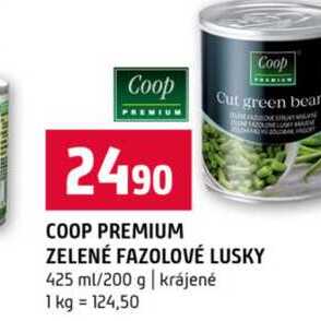 COOP PREMIUM ZELENÉ FAZOLOVÉ LUSKY 425 ml/200 g krájené