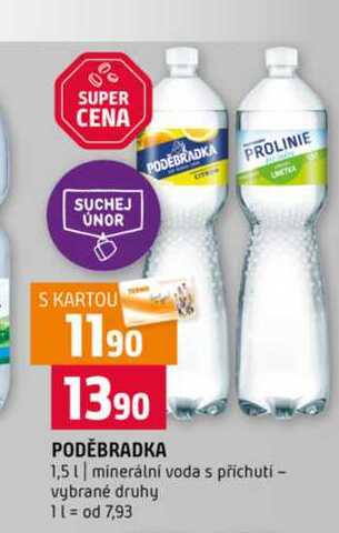 PODĚBRADKA 1,5l minerální voda s příchutí vybrané druhy 